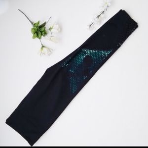 Fabletics Polyester Green And Blue Fusion Mesh Leggings